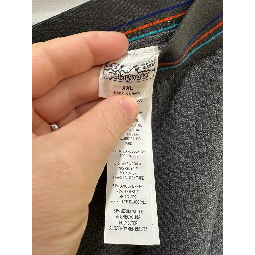 Patagonia Capilene Air Bottoms Mens XXL Gray Merino Wool Base Layer Leggings